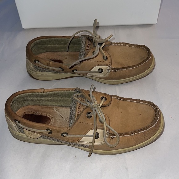 Sperry Top Sider Songfish leather woman’s lace up loafers sz 7 M linen oat - Picture 2 of 10